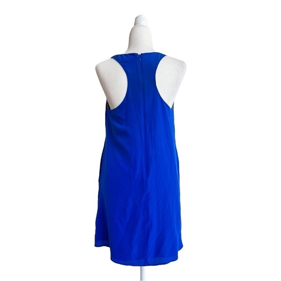 Lavender Brown Cobalt Blue Sleeveless Mini A Line Womens Size S Silk Pockets - Picture 3 of 15